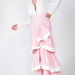Contrast Hem Ruffle Layer Maxi Skirt