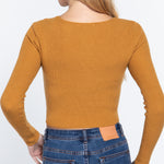 V-neck Front Knotted Crop Sweater