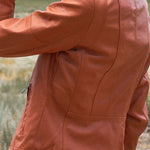 Rust Vegan Leather Long Sleeve Biker Jacket
