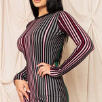 Multi-color Striped Ribbed Dress