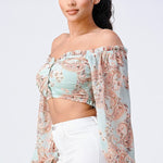 Boho Chic Off Shoulder Cropped Blouse Top