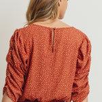 Smocked Band Top With Shirring Puff Sleeve