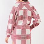 Red & Natural 90s Multi Plaid Oversized Button Down Mini Shirt Dress