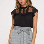 Lace Yoke Mock Neck Top