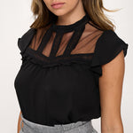 Lace Yoke Mock Neck Top
