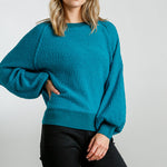 Puff Sleeve Boat Neck Sweater