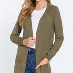 Raglan Slv Open Sweater Cardigan