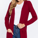 Raglan Slv Open Sweater Cardigan