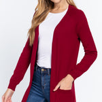 Raglan Slv Open Sweater Cardigan