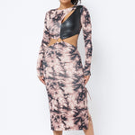 Tie Dye Long Sleeve Midi Dress