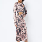 Tie Dye Long Sleeve Midi Dress