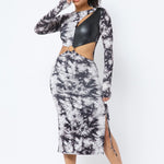 Tie Dye Long Sleeve Midi Dress