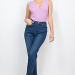 Cuffed-button Mom Jeans