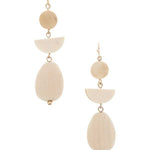 Geometric Wood Bead Dangle Earring