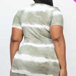 Plus Size Stripe Tie-dye Printed Midi Dress