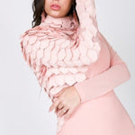 Faux Leather Tiered Long Sleeve Mesh Midi Dress