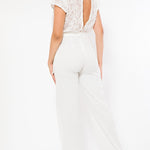 Flower Lace Top Detailed Fashion Jumpsuit