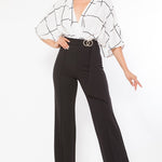 Square Print Woven Top Detailed Fashion Jumpsuit