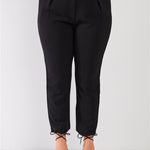 Plus Black High-waisted Classic Pegged Pants