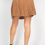A-line Corduroy Pleated Mini Skirt