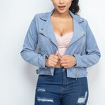 Corduroy Zipper Moto Jacket