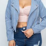Corduroy Zipper Moto Jacket