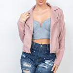 Corduroy Zipper Moto Jacket