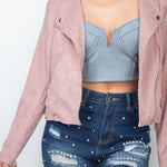 Corduroy Zipper Moto Jacket