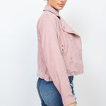 Corduroy Zipper Moto Jacket