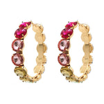 Rhinestone 3.25 Inch Classic Hoop Earring