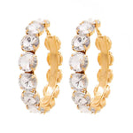 Rhinestone 3.25 Inch Classic Hoop Earring