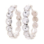 Rhinestone 3.25 Inch Classic Hoop Earring