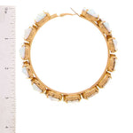 Rhinestone 3.25 Inch Classic Hoop Earring