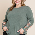 Plus Size Solid Casual Long Sleeves Top