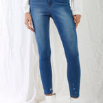 Mid Blue High-waisted With Rips Skinny Denim Jeans