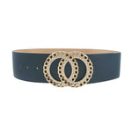 Double Circle Chain And Rhinestone Trim Design Belt