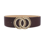 Double Circle Chain And Rhinestone Trim Design Belt