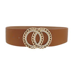 Double Circle Chain And Rhinestone Trim Design Belt