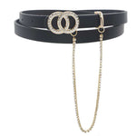Rhinestone Double Circle Belt With Rhinestone Loop