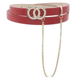 Rhinestone Double Circle Belt With Rhinestone Loop