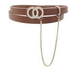 Rhinestone Double Circle Belt With Rhinestone Loop