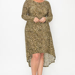 Cheetah Print Dress Featuring A Round Neck
