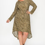 Cheetah Print Dress Featuring A Round Neck