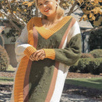 Oversized Multicolor Bouclé V-neck Pullover Sweater Dress With Side Slit