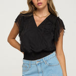 Surplice Smocking Waist Blouse