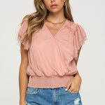 Surplice Smocking Waist Blouse