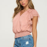 Surplice Smocking Waist Blouse