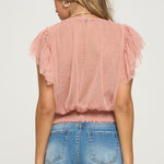 Surplice Smocking Waist Blouse