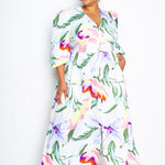 Puff Sleeve Button Front Dress