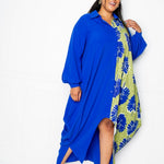 Print Drapy Shirt Maxi Dress